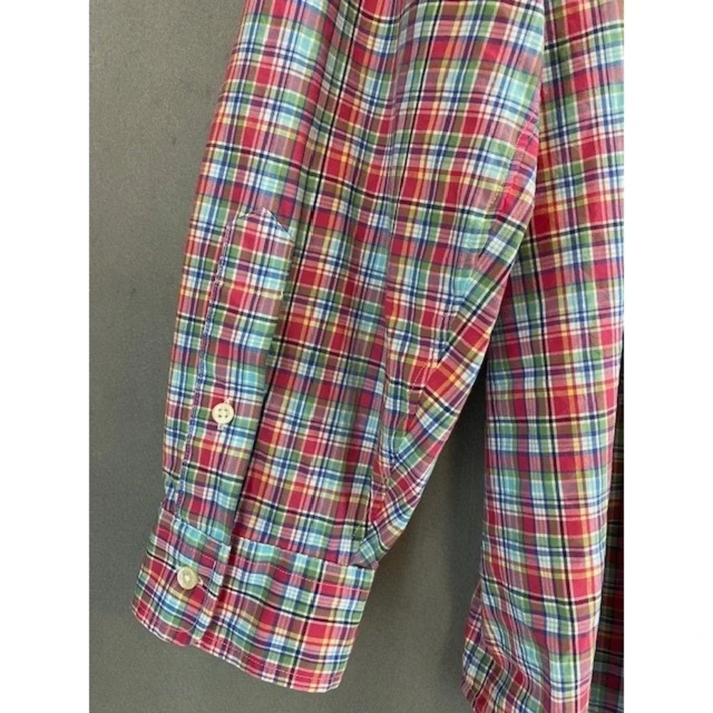 Ralph Lauren Mens 2XB Plaid Button Poplin Cotton Shirt‎ Multi Logo